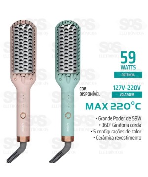 Escova Alisadora Com Painel Bivolt Voyager V-592