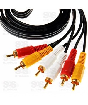 Cabo 3RCA+3RCA Ponta Dourada Aoweixun 00233