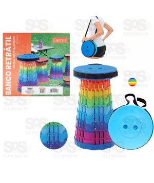 Banco Retrátil Portátil Com Alça Camping Colorido Caerus 2936