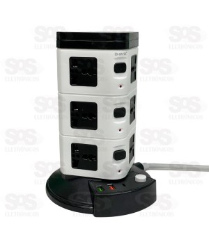 Torre Multiplug 12 Tomadas e USB B-Max BM-8700