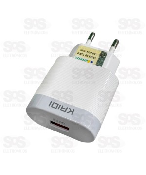 Carregador Turbo USB QC3.0 18W Cabo Type C Kaidi KD-550C