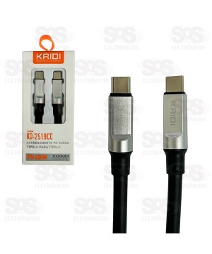 Cabo Turbo 60W Type C Para Type C 1 Metro Kaidi KD-2519CC