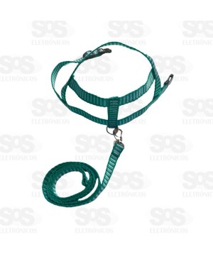 Coleira Peitoral Com Guia Nylon Listrada N°3 3099