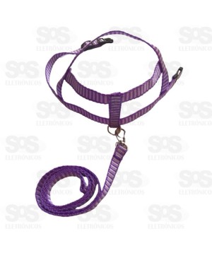 Coleira Peitoral Com Guia Nylon Listrada N°4 4000