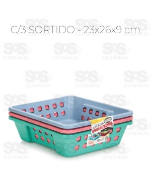 Kit Caixa Organizadora  23x26x10cm 3 Unidades Cores Variadas 340