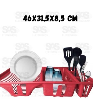 Escorredor Plástico 12 Pratos e Talheres e Copos Cores Variadas 410/411