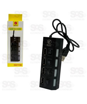 Hub USB 2.0 Com 4 Portas Com Interruptor HX7739