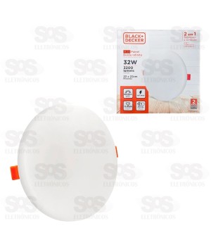 Painel Redondo Borda Infinita 2 em 1 LED Branco 32W Black+ Decker BDPD3200