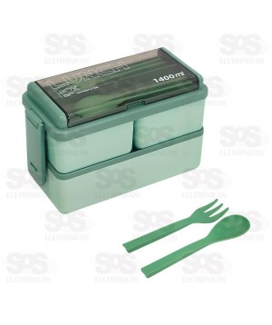 Marmita Lancheira Micro-ondas 1400ML Com Talheres Caerus CRS-2915