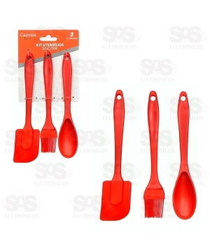 Kit Utensílios de Silicone 3 Peças Caerus CRS-2262