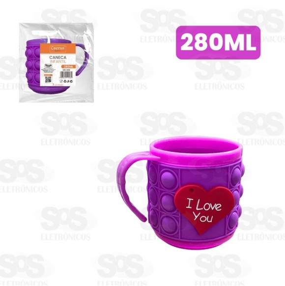 Caneca Infantil Emborrachada Alto Relevo 280ml CRS-2268