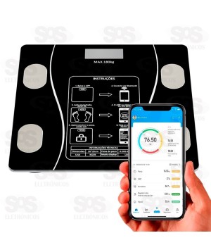 Balança Digital Biompedância 180Kg Bluetooth Caerus CRS-2517