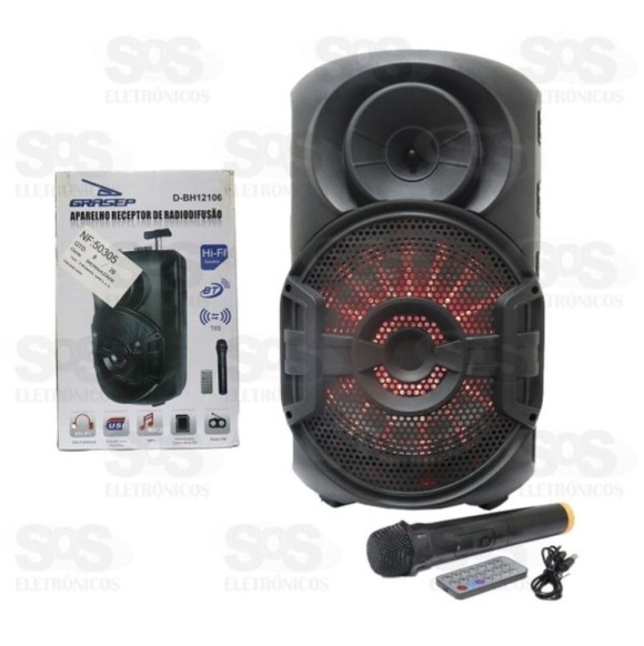 Caixa De Som Grasep 80W Amplificadora D-BH12106