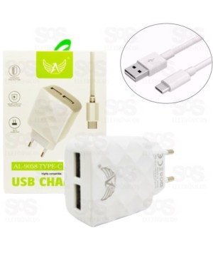 Carregador Type C Com 2 Portas USB 5.1A Altomex al-9058c