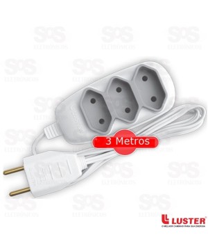 Extensão Tripla 3 Metros 2P Luster 2168