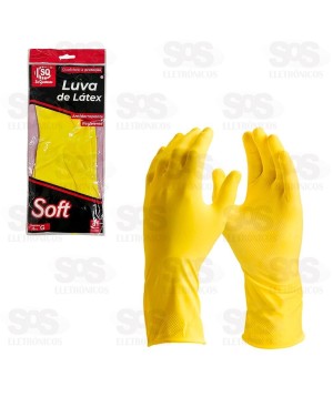 Par de Luvas Látex Multiuso Tamanho G Amarela SQ2852