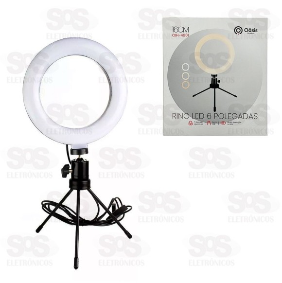 Iluminador Ring Light De Mesa 6 Polegadas 3 Cores Oásis OIH-4901