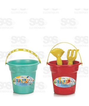 Balde de Praia Com Pá e Rastelo Cores Variadas 145