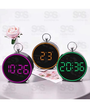 Relógio Digital Redondo Com Despertador Altomex AL-2880