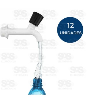 Torneira Plástica Para Tanque 1/2 Branca Com 12 Unidades