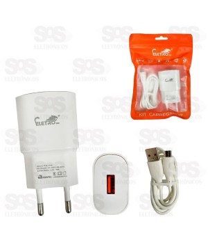 Carregador 3.1A Com Cabo Micro USB V8 Eletromex EL-4015-V8