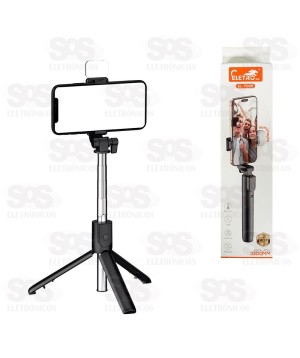 Bastão De Selfie Com Iluminação e Controle Remoto Tripé Eletromex EL-7005