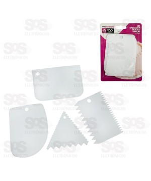 Kit Espátula Raspador de Bolo 4 Peças Top Útil CONF181
