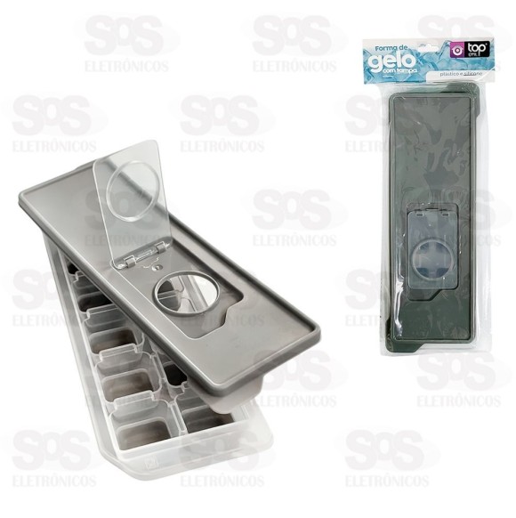 Forma De Gelo Com Tampa Fundo De Silicone 12 Divisões Top Útil TOP1326