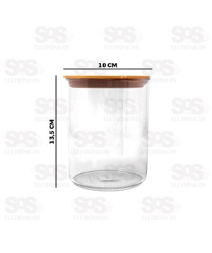 Pote Acrílico Redondo Com Tampa De Bambu 700ML TOP1058