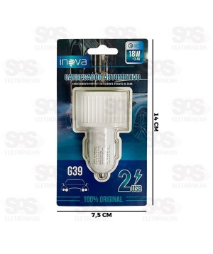 Carregador Veicular 3.4A Com 2 USB Inova G39