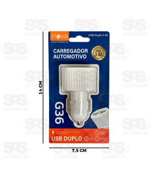 Carregador Veicular 3.4A Com 2 USB Inova G36