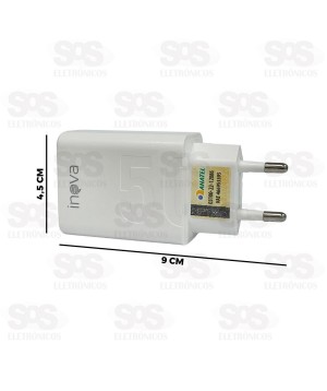 Carregador 2 USB 3.1A Com Cabo Type C Inova CAR-12722C