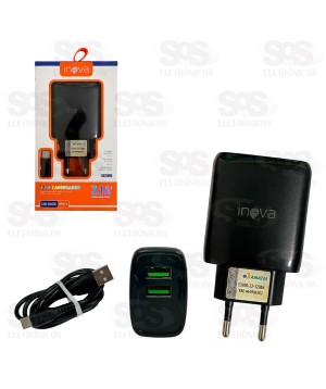 Carregador 2 USB 3.1A Com Cabo Type C Inova CAR-12820C