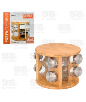 Porta Temperos Giratório 6 Frascos Bambu Caerus CRS-2307