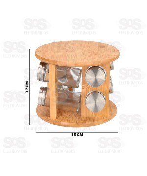 Porta Temperos Giratório 6 Frascos Bambu Caerus CRS-2307