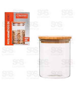 Pote De Vidro Redondo Com Tampa De Bambu 400ML CRS-2301