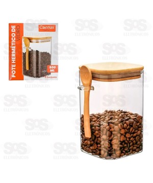 Pote De Vidro Com Tampa De Bambu e Colher 500ML CRS-2298