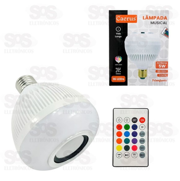 Lâmpada LED Musical Com Controle Remoto Caerus CRS-2216