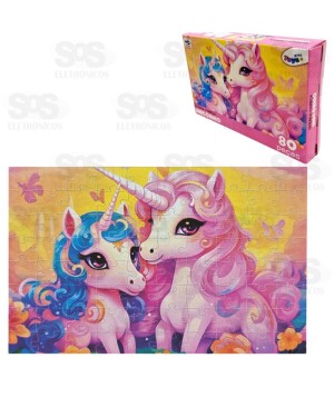 Quebra-Cabeça Unicórnio 80 Peças Mini Toys 6390