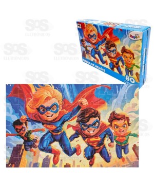 Quebra-Cabeça Turma de Heróis 80 Peças Mini Toys 6391