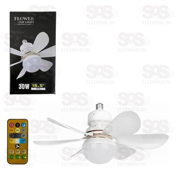 Lâmpada Multifuncional 30W Com Ventilador e Controle Remoto