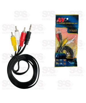 Cabo Áudio e Vídeo 3 RCA Para P2 1,5 Metros