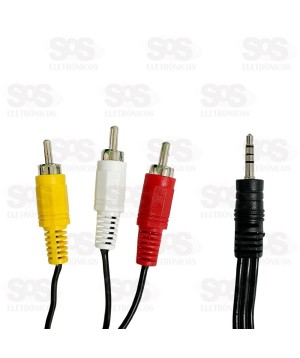 Cabo Áudio e Vídeo 3 RCA Para P2 1,5 Metros