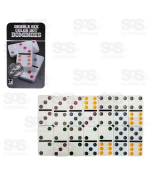 Dominó 28 Peças Coloridas 8MM Double Six AL-1244