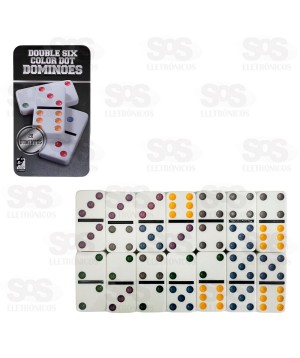 Dominó 28 Peças Coloridas 6MM Double Six AL-1243