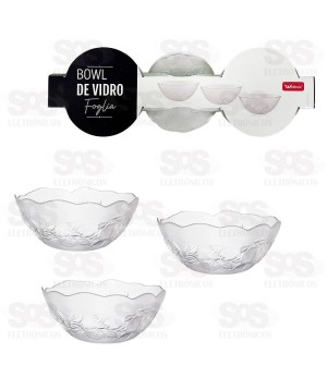 Kit 3 Peças Pote Bowl de Vidro Transparente WG21851