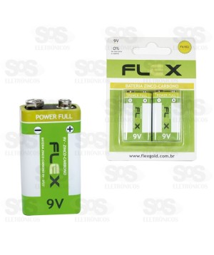Bateria De Zinco Carbono 9V 2 Peças Flex FX-9Z2