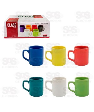 Kit Xícara de Café 85ML Cerâmica 6 Peças 826