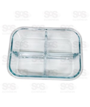 Pote Petisqueira Hermético Retangular Com 4 Divisões DPE1001