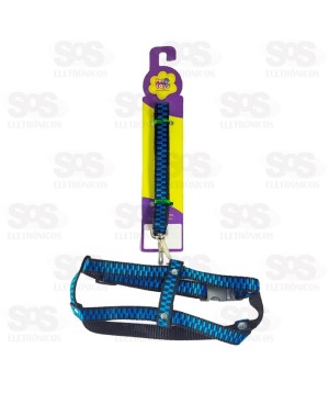 Coleira Peitoral Com Guia Nylon Listrada N°0 3095